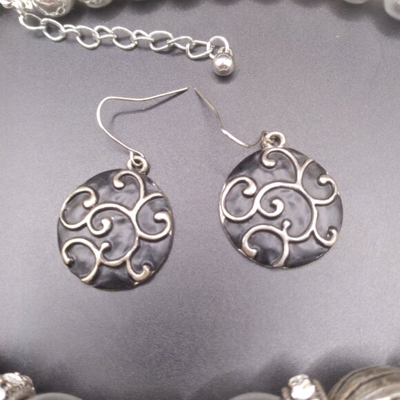 Western Silver tone 20'' Necklace & Earrings Set pew pews - Picture 3 of 6